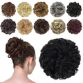 FESHFEN Messy Bun Hair Piece - Elastic Wavy Curly Hair Bun Scrunchies Extensions Synthetic Chignon Hairpieces for Women Girls, Black 1.5 oz
