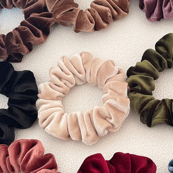Hair Scrunchies, 6 Pcs Velvet Scrunchies for Women, Soft Hair Ties for Girls, No Damage Hair Scrunchy, Hair Styling Accessories, Gentle No-Slip Scrunchie, Ponytail Holder for Thick/Curly Hair