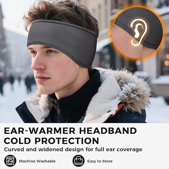 Winter Warmers Headbands for Women Men Soft Cold Weather Ear Headband Fleece Ear Muffs for Running Cycling Ski Hike