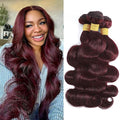 99J Human Hair Bundles Body Wave Burgundy Dark Red Wine Color Body Wave Bundles 100% Real Human Hair 20 22 24 Inch True To Length 3 Pcs/Pack