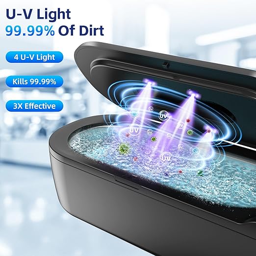 Ultrasonic Jewelry Cleaner, 48KHz Ultrasonic Cleaner Machine with Digital Timer, Dual Cleaning Modes, 304 Stainless Steel Tank for Jewelry, Eyeglasses, Rings, Retainers, Dentures Black