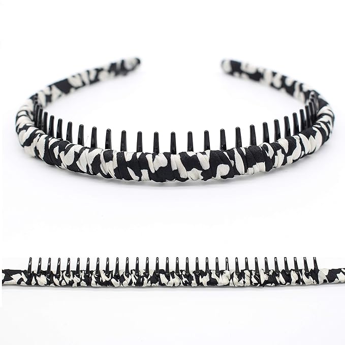 Leopard Print hairbands,hair Headbands for women,Fashion Hair Accessories,Non-slip Resin comb teeth hair hoop ((Pack of 4))