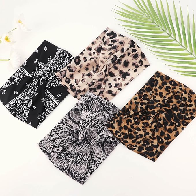 DRESHOW 6 Pack Extra Wide Headbands for Women Large Turban Headband Boho Head Wrap Elastic Hairbands Hair Twisted Knot Hair Accessories