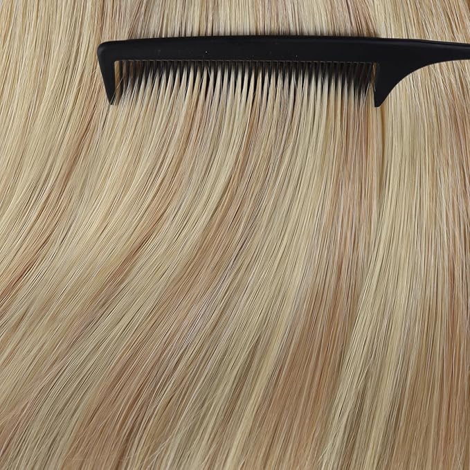 YoungSee Tape in Human Hair Extensions Blonde Highlight Tape in Extensions Light Blonde Highlighted Strawberry Invisible Tape-on Hair Extensions Silky Straight 18 Inch 20pcs 50g Easy to Put