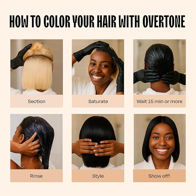 Overtone Semi Permanent Hair Color Conditioner, Black Velvet, 8 oz, Nourishing, Damage-Free, Color Depositing Mask for All Hair Types with Shea Butter & Coconut Oil, Vegan & Cruelty-Free