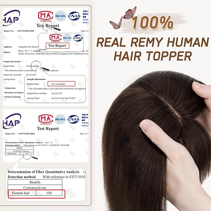 Rich Choices Real Human Hair Toppers for Women With Bang 100% Remy Human Hair Topper for Thinning Hair Clip in Silk Base Hair Topper 14 Inch #2 Dark Brown