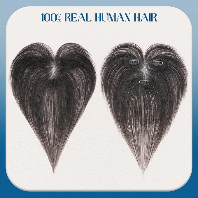 Hair Topper Human Hair Curtain Air Bangs Topper for Women,3.54x4.92 T-part Lace Base Real Human Hair Topper Hair Piece for Daily Wear(Air Bangs,Natural Black)