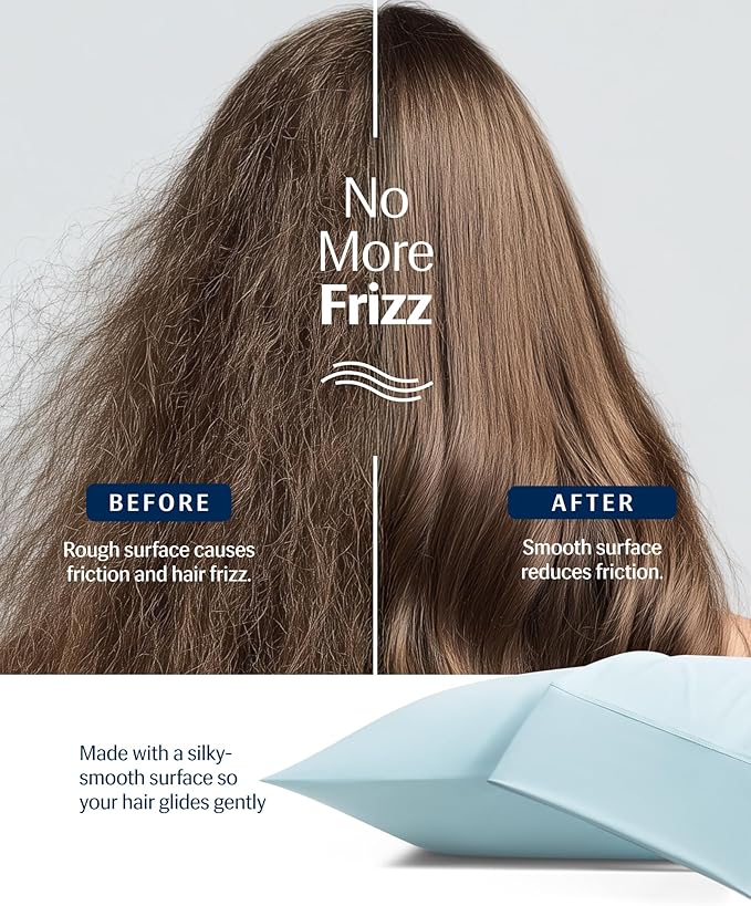 REST® Evercool®+ Cooling Pillowcases Standard - 2 Pillowcases for Sensitive Skin, Silver Infused Fabric for Hygienic Sleep, Silky Smooth for Curly Hair, High Elastic for Snug Fit (19x29 inches)