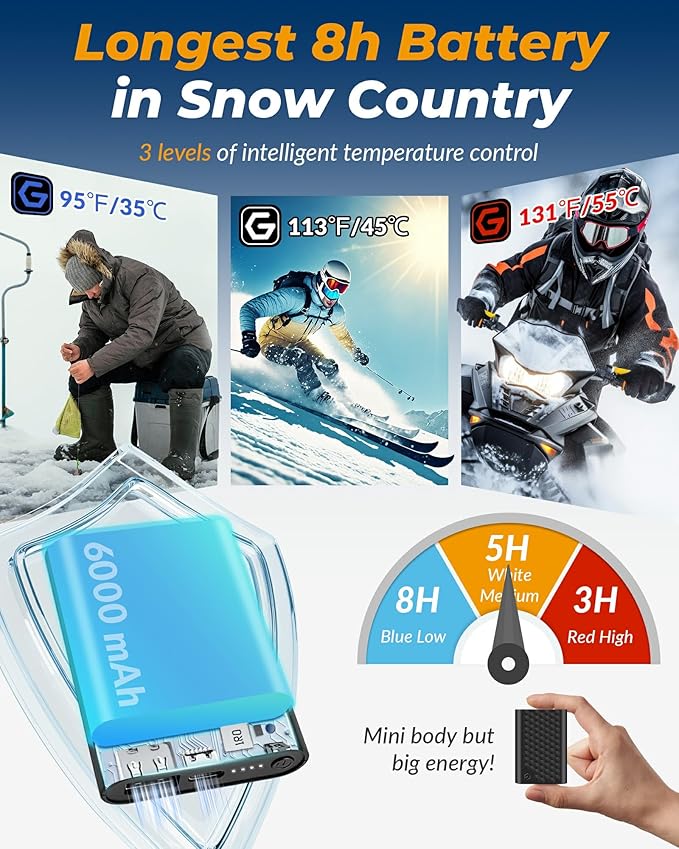 Heated Balaclava Cold Winter Gifts for Women Rechargeable 6000 mAh Battery Packs Warm Gift