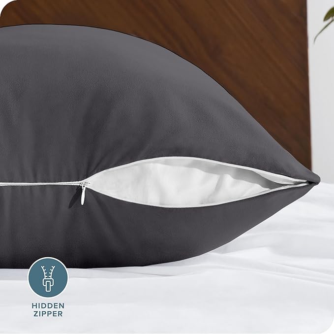 Bare Home Microfiber Body Pillow Cover - Ultra Soft - Cooling Pillowcase - Double Brushed - Pillowcase with Zipper Closure - Easy Care (20''x54'' Body Pillow Cover, Forged Iron Grey)