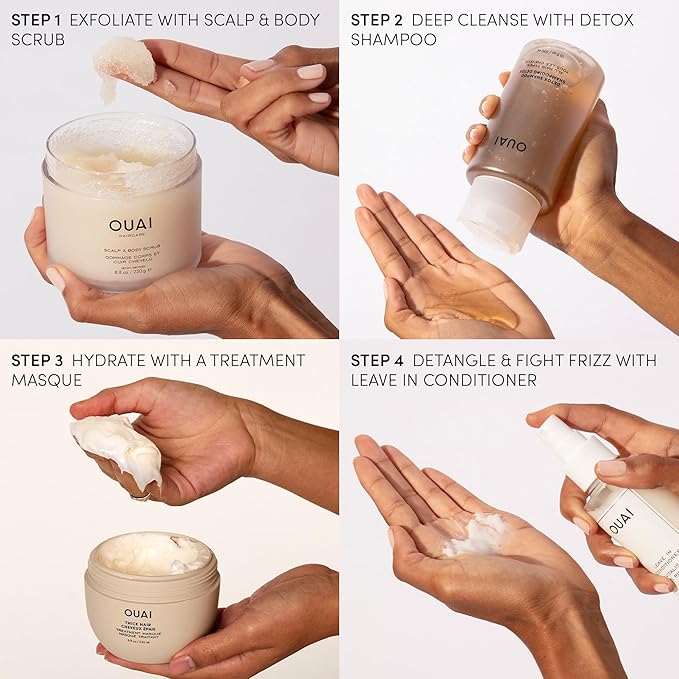 OUAI Detox Shampoo - Clarifying Shampoo for Build Up, Dirt, Oil, Product and Hard Water - Apple Cider Vinegar & Keratin for Clean, Refreshed Hair - Sulfate-Free Hair Care (10 oz)