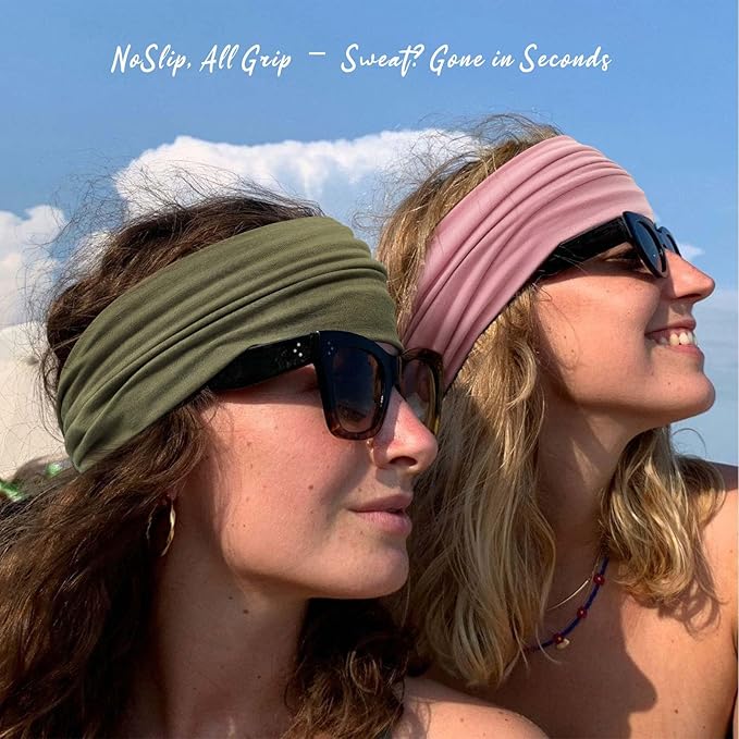 Wide Headbands for Women Knotted No Slip Head Bands Soft Turban Headband Hair Accessories Boho African Solid Color Head Wraps for Women Yoga Workout Pack of 6