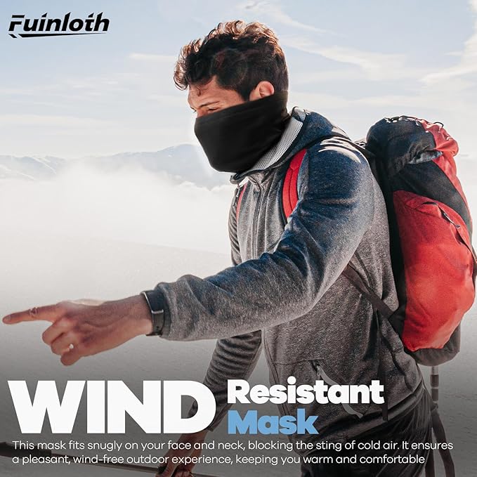 Fuinloth 2 Pack Winter Neck Gaiter, Fleece Warmer Scarf Cold Weather Face Mask Cover for Men/Women