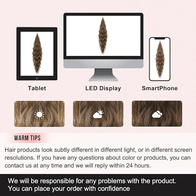 Flufymooz Ponytail Extension, Flexible Wrap Around Ponytail Extension Long Wavy Curly Ponytail Hair Extensions Natural pony tail Synthetic Hairpiece for Women 26 Inch ((Light Brown)