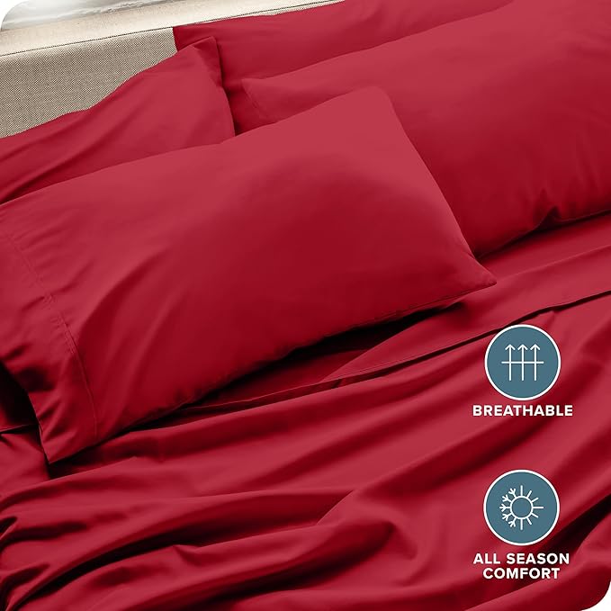 Bare Home Microfiber King Size Pillowcases - 4 Pack, Red, 20x40