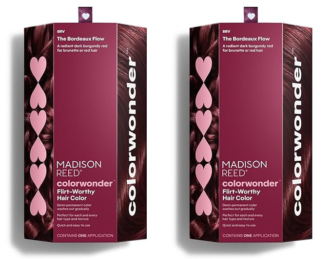 Madison Reed colorwonder Demi-Permanent Hair Color, Effortless At-Home Hair Dye, Ammonia-Free, Cruelty-Free, The Bordeaux Flow (5RV Dark Burgundy Red), Pack of 2