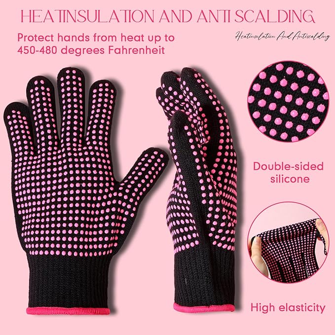 Riyiper 3 Pairs Heat Resistant Gloves for Sublimation, Gloves for Heat Press with Silicone Bumps Applies to Resistant Work, Hair Styling, Universal Fit Size