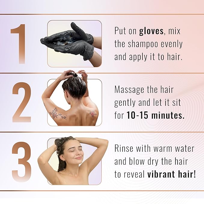 Herbishh Travel Pack Hair Dye Color Shampoo in Sachet + 1pc Argan Hair Mask Sachet (Chestnut brown, 1 sachet)