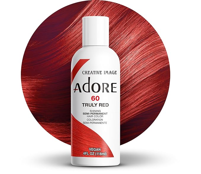 Adore Semi Permanent Hair Color (060 Truly Red) | Vegan & Cruelty-Free Red Hair Dye | No Ammonia, No Peroxide, No Alcohol | 4 Fl Oz (Pack of 1)