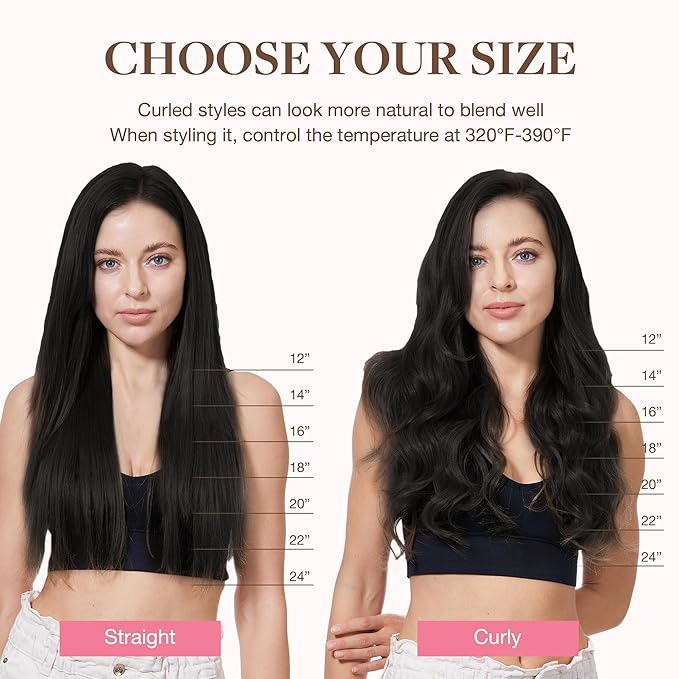 GOO GOO Clip in Hair Extensions Real Human Hair, Remy Human Hair Extensions Clip ins for Women, Natural Human Hair, 24inch 120g 7Pcs, 1B Natural black