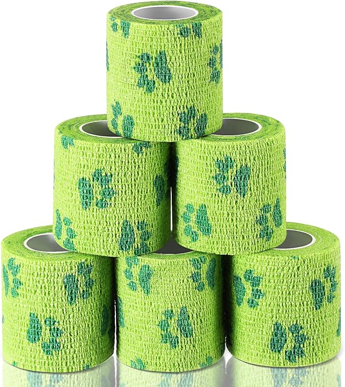3 Rolls No Chew Bandage for Dogs Bitter Bandage Wrap for Dogs Wound Wrap (2 Inches X 5 yd,Green)