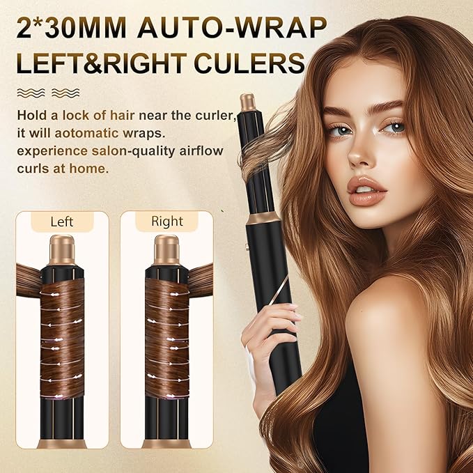Hair Dryer Brush Set 6 in 1, Anluomania Blow Dryer Brush Foldable, Multi Negative Ionic Curl Hair Dryer Hair Styling Tools, Detachable Air Hair Styler Curling Iron for Curling, Drying, Straightening