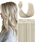 SURNEL Injected Seamless Tape in Hair #18P60 Ash Blonde with Platinum Blonde Seamless Tape Ins Upgraded Seamless Remy Invisible Tape in Extensions 16 Inch 20 Pcs 35g(#18P60,16)