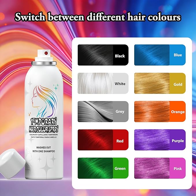 Temporary Hair Color Spray | 150ml Instant Hair Spray for Adults & Kids | Washable & Non-Sticky, Gentle Formula, Green | Halloween, Cosplay, Costume Party, Festivals