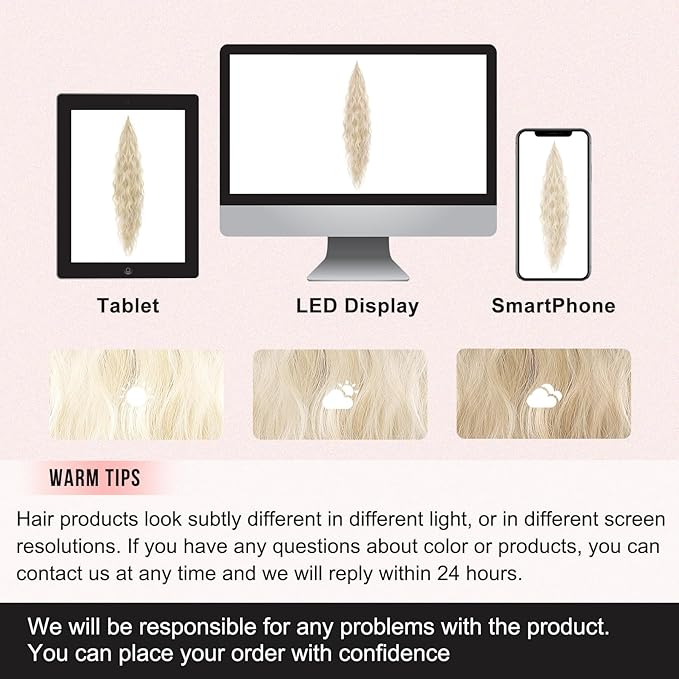 Flufymooz Ponytail Extension, Flexible Wrap Around Ponytail Extension Long Wavy Curly Ponytail Hair Extensions Natural pony tail Synthetic Hairpiece for Women 26 Inch (Cool Blonde)
