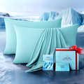 Ultra-Chill Cooling Pillowcase Set of 2 for Hot Sleepers, Softer Than Silk Pillow Cases for Protecting Hair & Skin, Breathable Bed Pillow Covers w/Zipper, Gifts for Women & Men (Mint Blue, Standard)