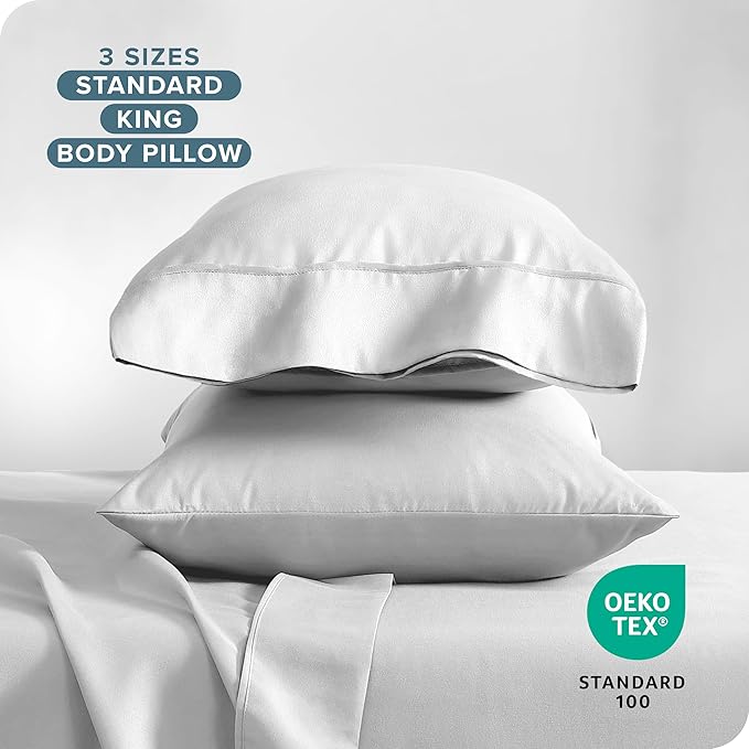 Bare Home Microfiber Pillow Cases - Standard/Queen Size Set of 2 - Cooling Pillowcases - Double Brushed - Light Grey Pillowcases 2 Pack - Easy Care (Standard Pillowcase Set of 2, Cloud Grey)