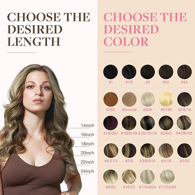 GOO GOO Tape in Hair Extensions Human Hair, 3/8/613 Walnut Brown to Ash Brown and Bleach Blonde, 24inch 50g 20pcs, Skin Weft Seamless Invisible, Silky Straight with Thick Ends, Remy Human Hair
