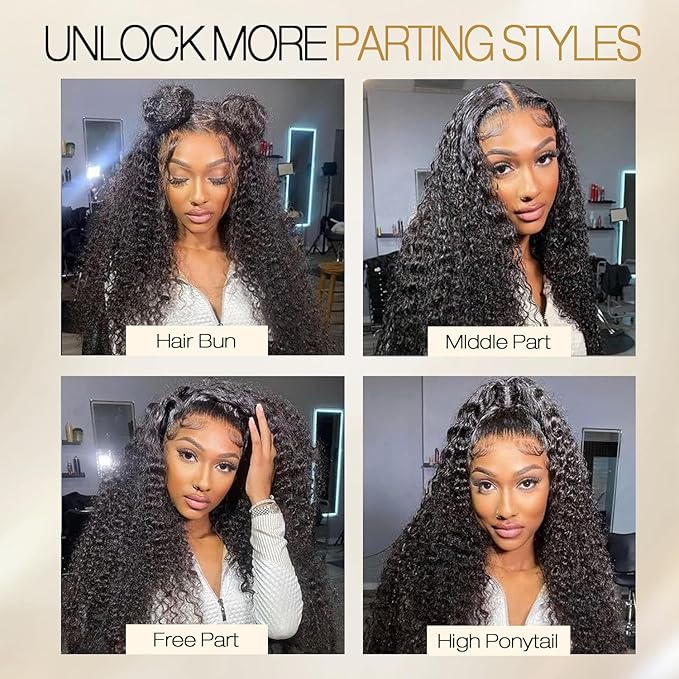 Burmese Curly Human Hair Wig with Spiral End 200% Density 360 Full HD Lace Front Wigs Human Hair Water Wave Wigs for Women 34Inch Pre Plucked with Baby Hair Tiny Knots Natural Black