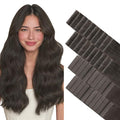 GOO GOO Invisi Edge Tape in Hair Extensions Human Hair, 1C Mocha Brown 20pcs injected with 20pcs classical tape ins, 14inch 100g, Virgin Remy Hair, Natural Look