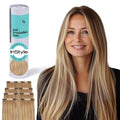 Irresistible Me Real Human Hair Extensions Clip Ins – 100% Human Hair Clip In Extensions for Length & Volume – Invisible Extension – Heat Resistant & Dyeable – Blonde Highlights, 24 Inches