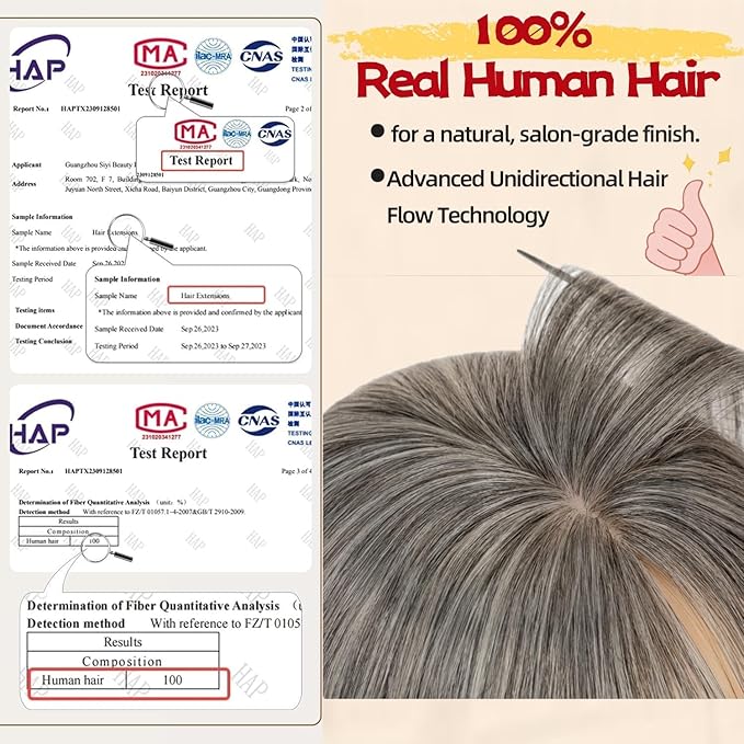 Rich Choices Human Hair Toppers for Women-100% Real Remy Hair Topper with 3D 360°Bang-Upgraded 150% Density 9 * 12CM Lace Base-Clip in Hairs topper for Thinning Hairs-12Inch #G2 Grey