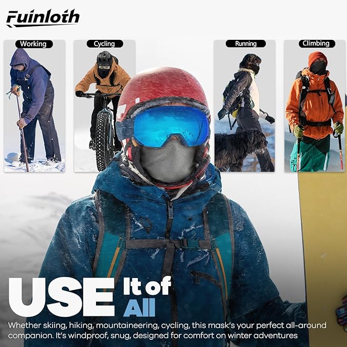 Fuinloth 2 Pack Winter Neck Gaiter, Fleece Warmer Scarf Cold Weather Face Mask Cover for Men/Women