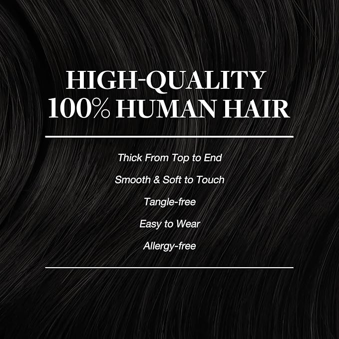 GOO GOO Clip in Hair Extensions Real Human Hair, Remy Human Hair Extensions Clip ins for Women, Natural Human Hair, 22inch 150g 9Pcs, 1 Jet black