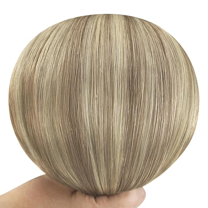 YoungSee Hair Extensions Weft Ombre Sew in Extensions Walnut Brown Ombre Light Brown with Blonde Balayage Double Weft Human Hair Extensions for Long Hair 22Inch 100G