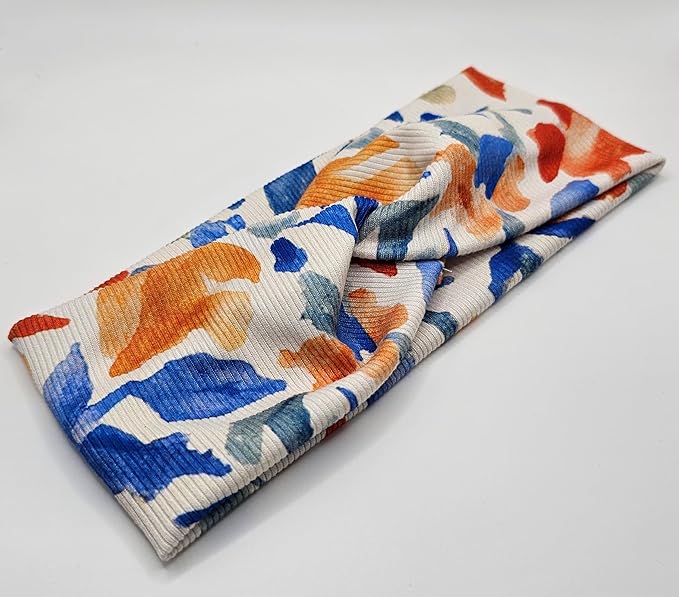 Soft Stretchy Headband, 3-in-1 Versatile Twist Style, One-Piece (Rusty Blues Floral, Child)