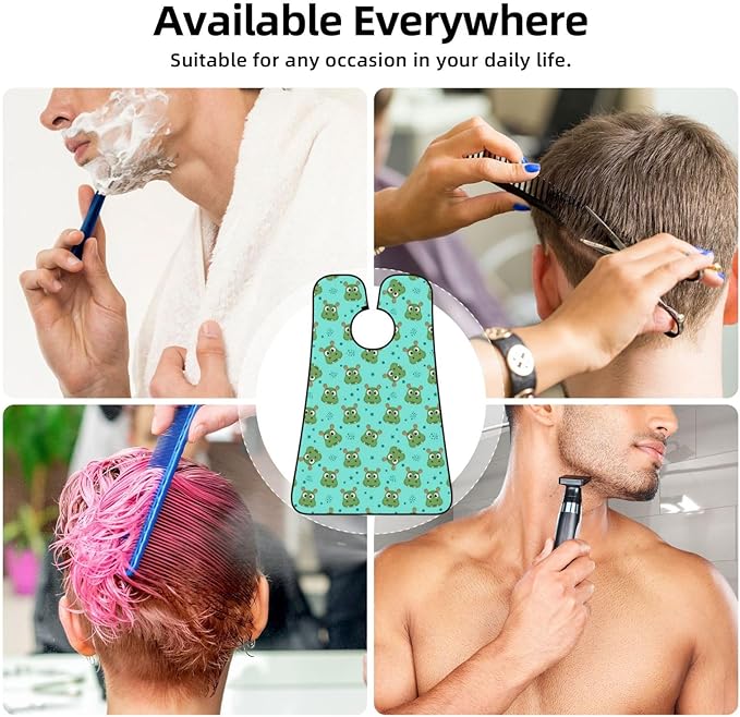 Non-Stick Beard Bib for Shaving, Cute Cartoon Hippo Shave Bib, Waterproof Hair Catcher with Suction Cups, Grooming Apron Men Husband