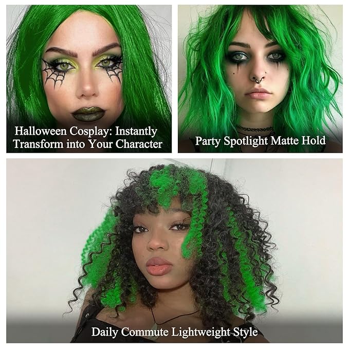 Green Temporary Hair Dye Wax Natural Instant Hair Color Wax Pomades 4.23 oz, Hair Styling Clay for Party, Cosplay, Halloween, Christmas