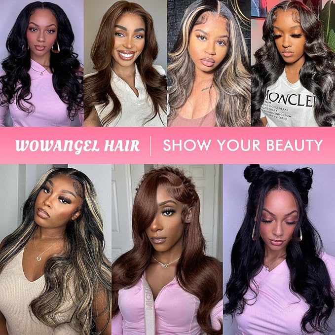 WOWANGEL 13x6 HD Lace Front Wigs Human Hair Body Wave Pre Plucked SKINLIKE 0.1mm Extremely Thin Real HD Lace Front Wigs 180% Density Glueless Human Hair Wigs for Women 30 Inch