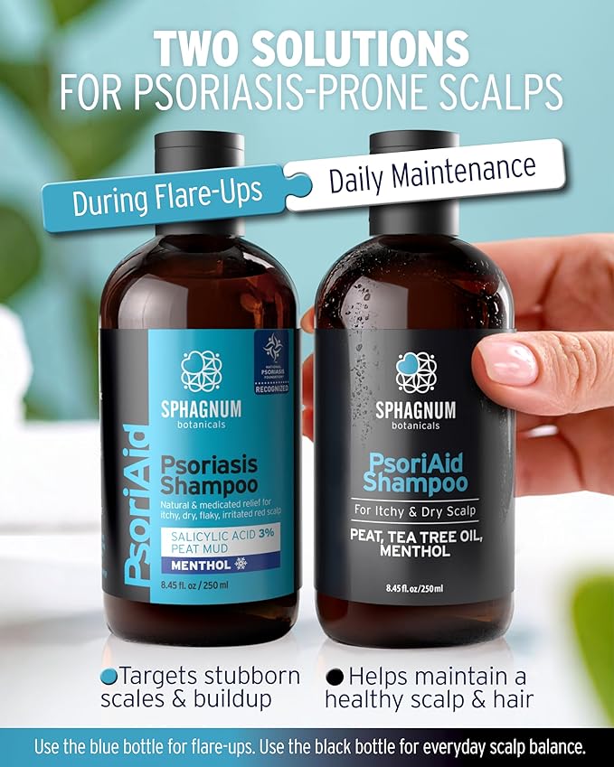 Sphagnum Botanicals Natural Psoriasis Shampoo - Peat Mud & Tea Tree Oil Therapy for Itchy and Red Scalp Treatment. No Coal Tar. 8.45 Oz