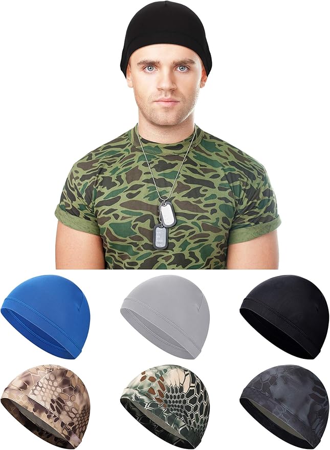 SATINIOR 6 Pcs Cooling Skull Cap Helmet Liner Sweat Wicking Cap Hard Hat Liner Bandana for Men Women Sports Cycling Running