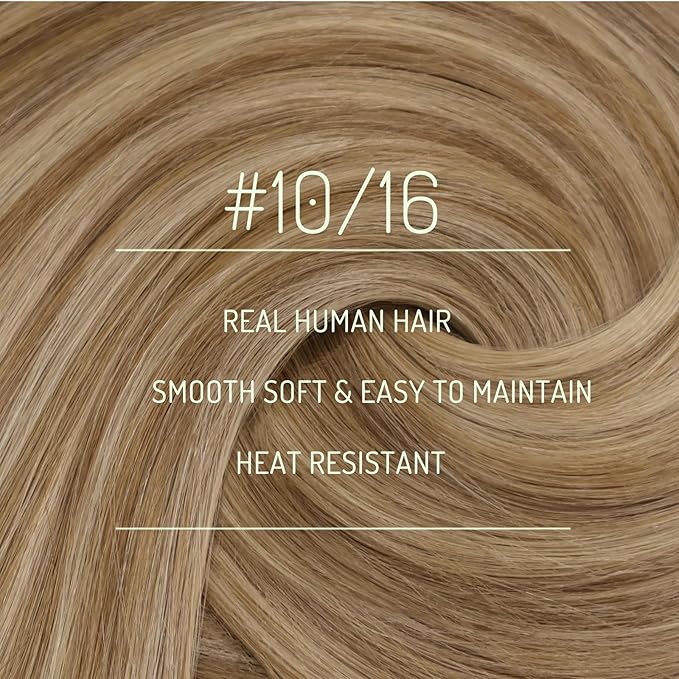 RUNATURE Real Hair Extensions Clip in Human Hair, 24 Inch Clip in Hair Extensions Real Human Hair, Long Remy Natural Hair for Women Easy Styling 135g 7pcs #10P16 Dark Blonde HIghlight Caramel Blonde
