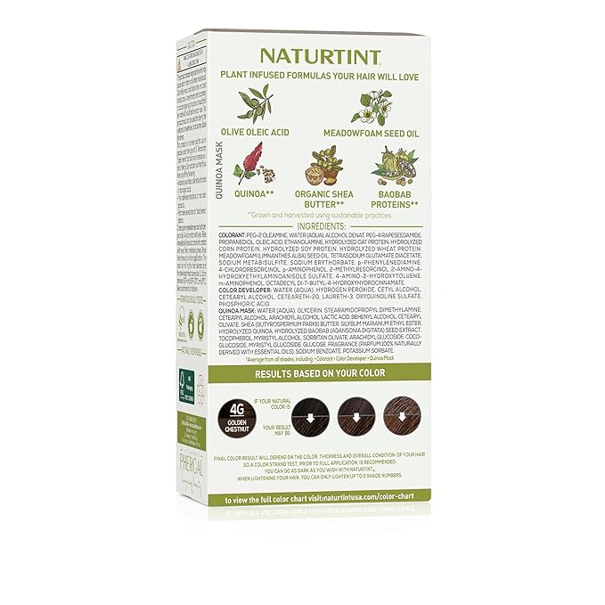Naturtint 4G Golden Chestnut Permanent Hair Color (Pack of 6), Ammonia Free, Vegan, Cruelty Free, up to 100% Gray Coverage, Long Lasting Results (Packaging may vary)