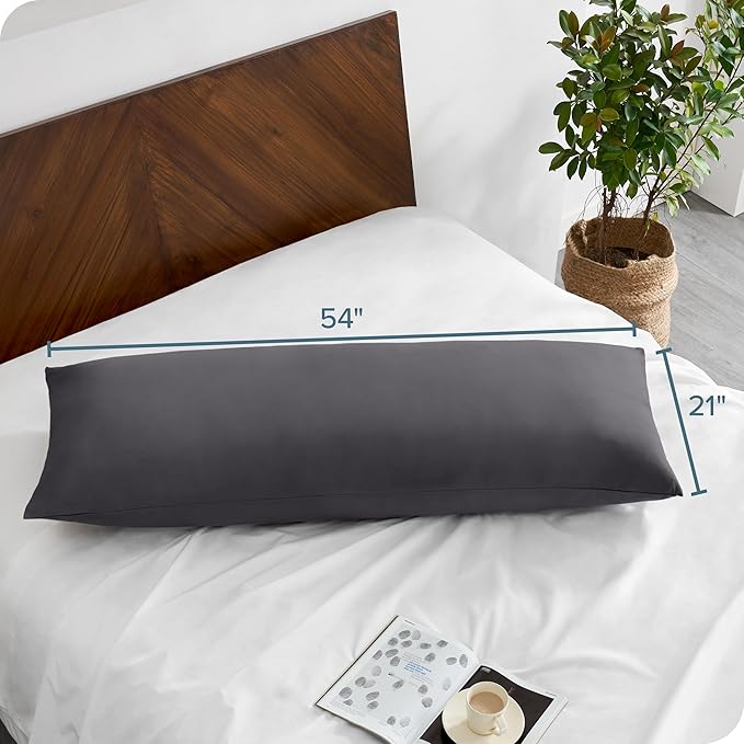 Bare Home Microfiber Body Pillow Cover - Ultra Soft - Cooling Pillowcase - Double Brushed - Pillowcase with Zipper Closure - Easy Care (20''x54'' Body Pillow Cover, Forged Iron Grey)