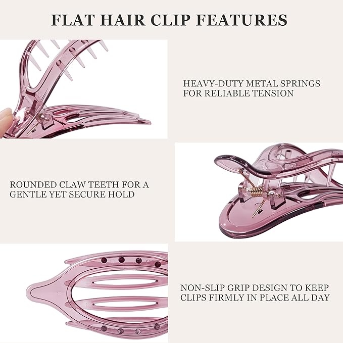 8 PCS Flat Hair Clips for Women French Matte Flat Claw Clips for Thick & Thin Hair No-Slip Hair Barrettes, Strong Hold Styling Accessories