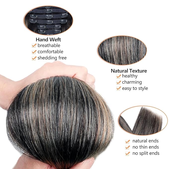 FB27 Balayage Clip In Hair Extensions Real Human Hair Straight Highlight Clip ins for Black Women 8Pcs with 18Clips 120g 22inch #T1B/1B/27 Balayage Black to Blonde